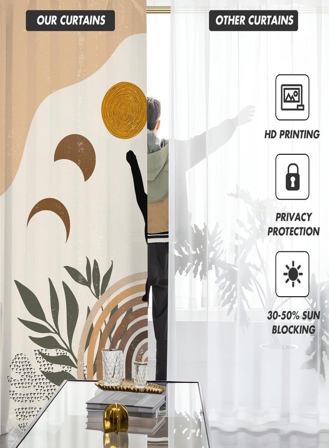 Kikiry Funny Black Cat Kitchen Curtains Mini 27.5'' W x 39'' L Moon Boho Abstract Modern Terracotta Aesthetic Geometric Short Small Cafe Room Window Drapes Treatment Tiers Fabric 1 Pair - Image 2